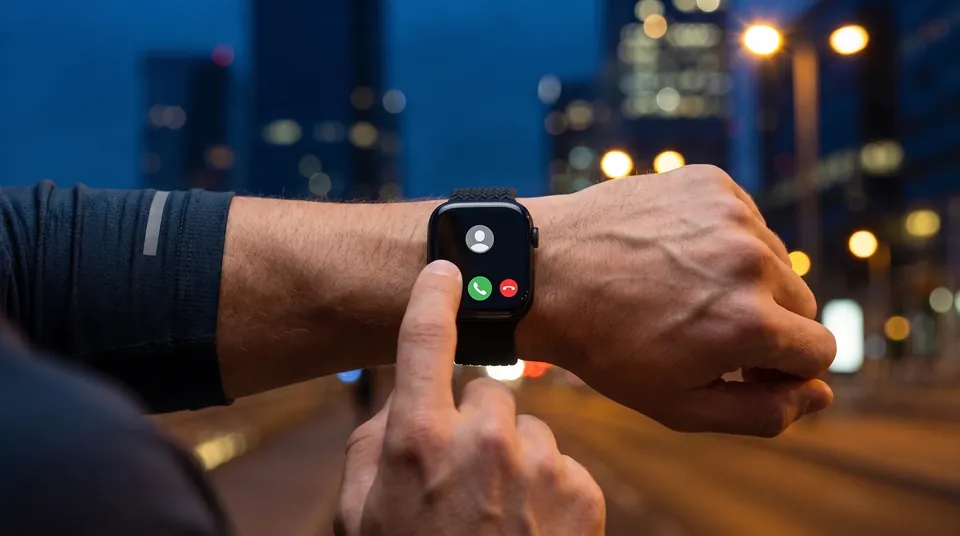 Contestando una llamada desde el smartwatch mientras corre
